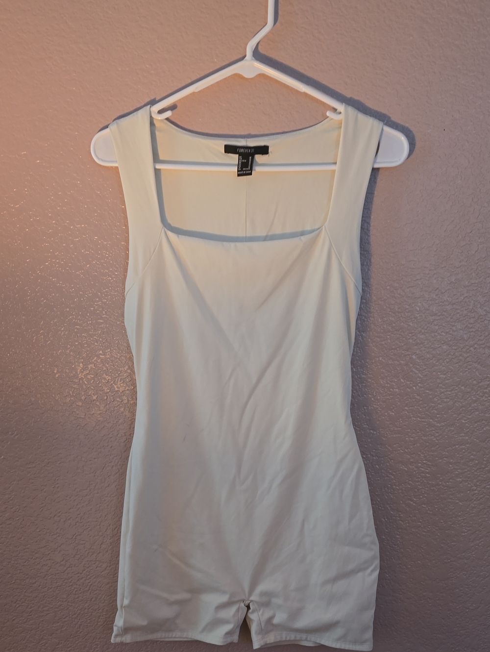 Forever 21 Cream Square Neck Sleeveless Bodysuit Romper